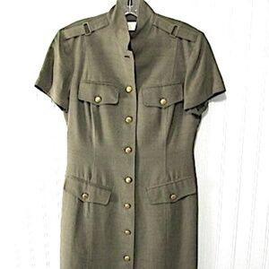 VTG Dana Buchman Military Style Tailored Shirt Dress, Size 4